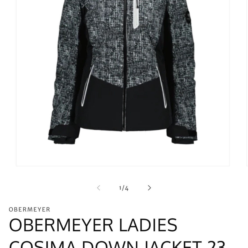 Obermeyer Women's Black Down Jacket size 8